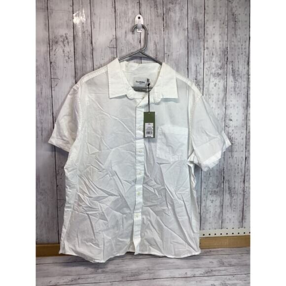 tropical y2k boho indie Goodfellow Men's Polo Short Sleeve White Buttoned  XXL - Picture 1 of 4